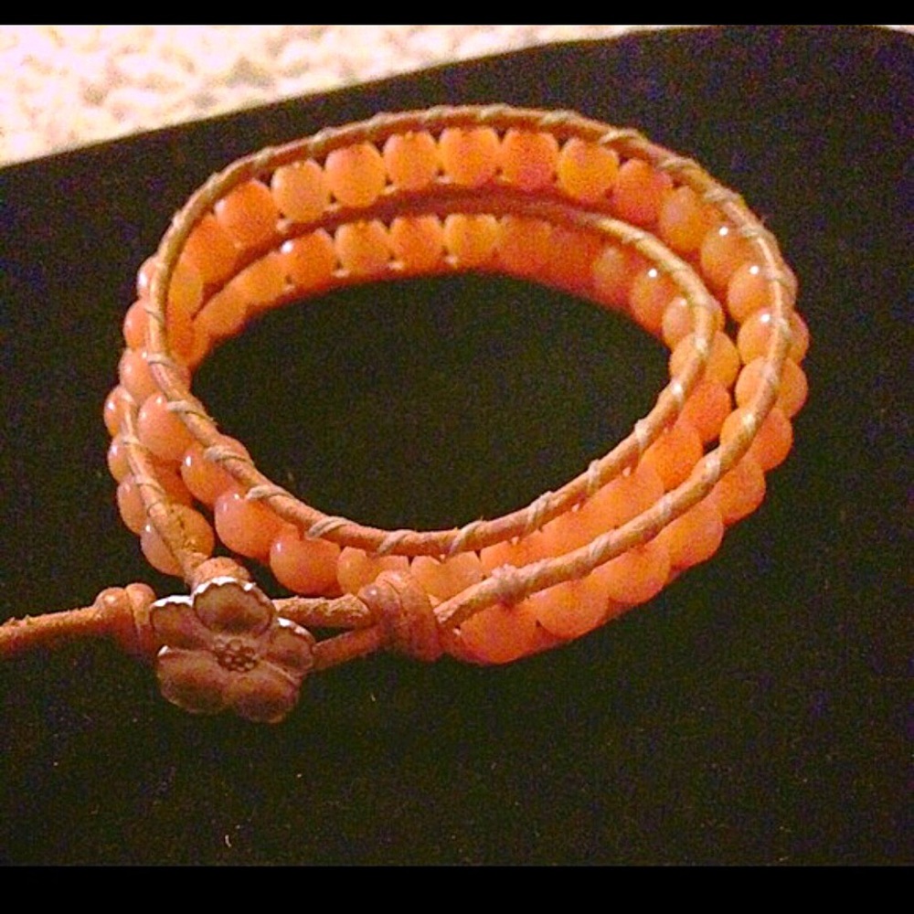 Peach Morganite Leather Wrap
